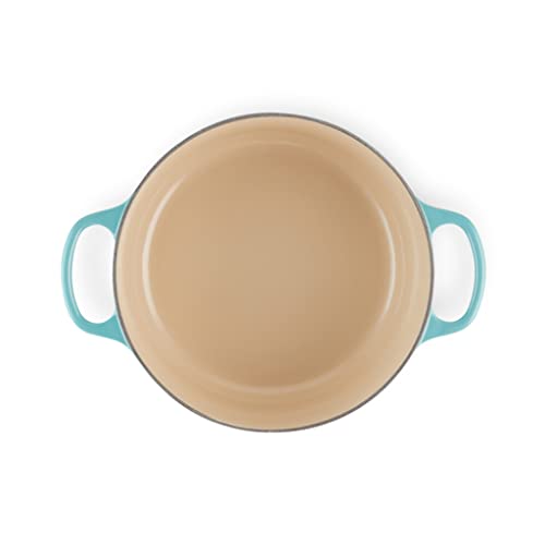 Le Creuset Evolution Cocotte con Tapa, Redonda, Todas Las Fuentes de Calor Incl. inducción, 5,3 l, Hierro Fundido, Azul(Caribe), 26 cm