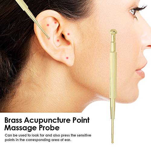 Lebeaut Sonda de latón Punta de acupuntura Sonda de masaje Detección auricular Pluma Palillo Herramienta de cuidado de la salud
