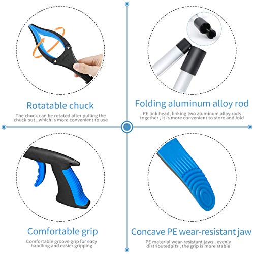 Ledeak Pinza Larga, 32 Pulgadas Lcanzar Objetos Basura Telescópica Herramienta de Captura Plegable Extensor de Brazo Largo con Empuñadura de Goma Giratoria para Los Viejos Discapacitados Trabajadores