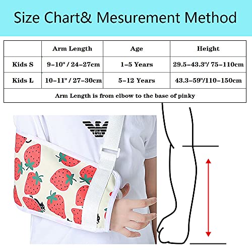 Ledhlth - Cabestrillo pediátrico para niños pequeños y niñas para lesiones en el hombro diseño de fresas, talla L