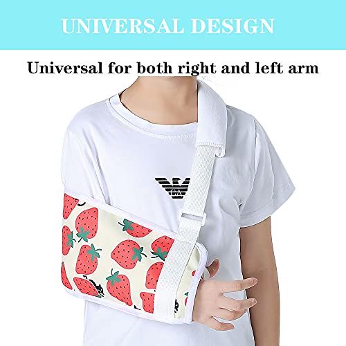Ledhlth - Cabestrillo pediátrico para niños pequeños y niñas para lesiones en el hombro diseño de fresas, talla L