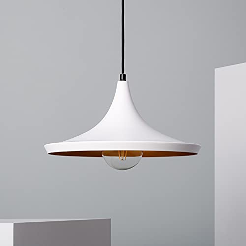 LEDKIA LIGHTING Lámpara Colgante Presley Ø350x180x1555 mm Blanco E27 Casquillo Gordo Aluminio Decoración Salón, Habitación, Dormitorio