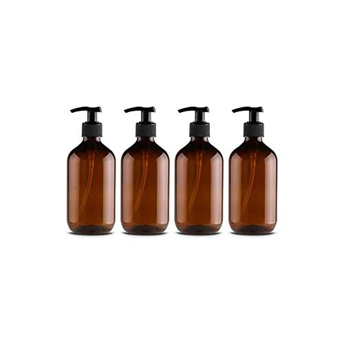 Leikance Botellas vacías de gel de ducha, 300 ml de botellas de bomba recargables para dispensar lociones champús, 4 unidades, Brown (Marrón) - JJ0310928_BN-1549-1633336621