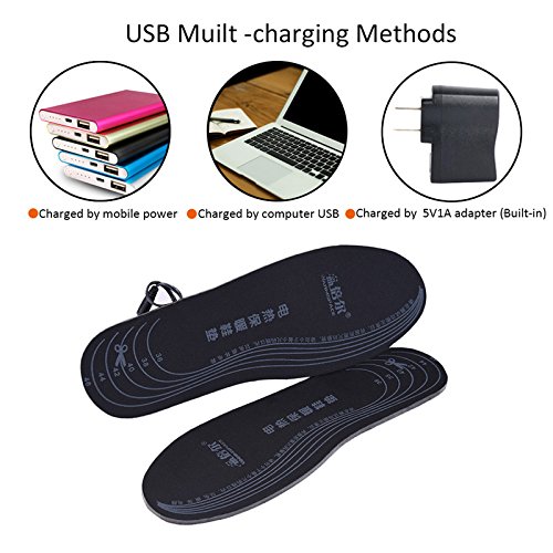 Lembeauty Plantillas calentadas, recargables por USB, calentadoras para botas de zapatos, calentadoras de pies, cortadas a medida, múltiples tamaños para mujeres, hombres, caza, pesca, senderismo