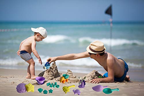 Leo & Emma Juguetes de Playa, 20 Piezas, camión, Cubo, regadera, Rueda hidráulica, Muchos moldes de Arena Hechos de un Robusto Material TPU. para la Playa, el baño, el jardín o el arenero (Set 2)