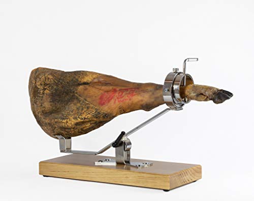 LEPANTO Soporte Jamonero Future Basculante Giratorio Base de Madera Color Nogal para Jamones y Paletillas.