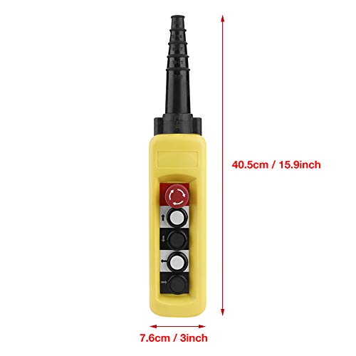 Levantador de Cadena de Grúa Pulsador Interruptor de Elevación Control 4 Botones Amarillo