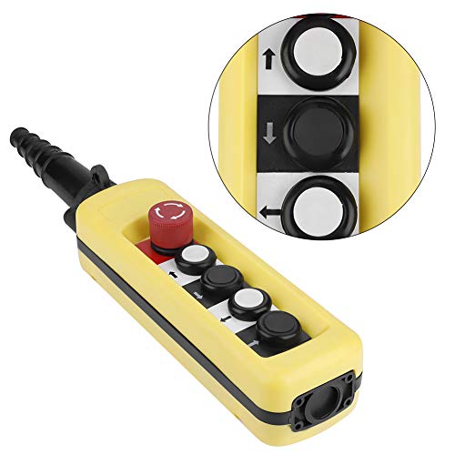 Levantador de Cadena de Grúa Pulsador Interruptor de Elevación Control 4 Botones Amarillo