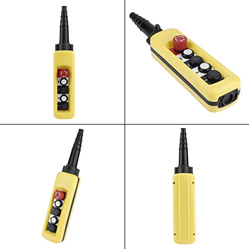 Levantador de Cadena de Grúa Pulsador Interruptor de Elevación Control 4 Botones Amarillo