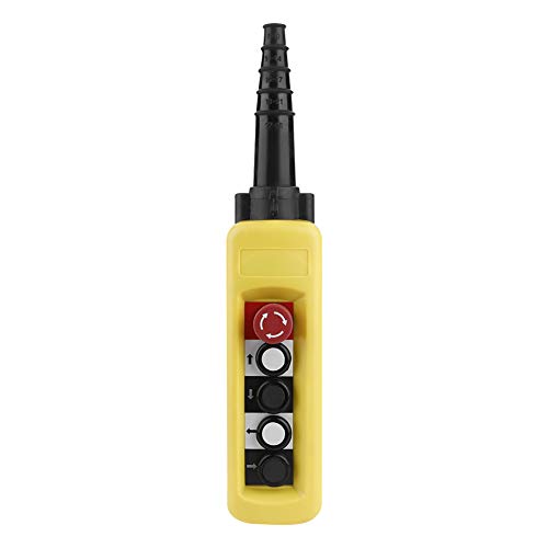 Levantador de Cadena de Grúa Pulsador Interruptor de Elevación Control 4 Botones Amarillo