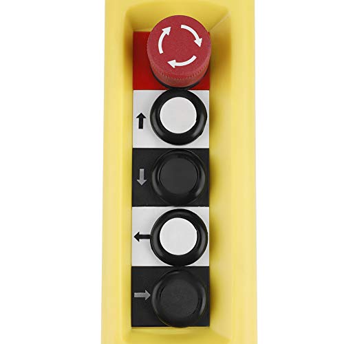 Levantador de Cadena de Grúa Pulsador Interruptor de Elevación Control 4 Botones Amarillo