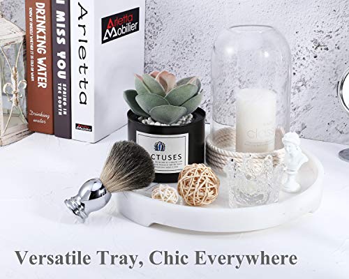 Lewondr Bandeja Redondo Portátil, Charolas de Almacenamiento de Hogar con Pies, Accesorio Ideal para Guardar Artículos de Aseo, Botella de Loción, Joyas, Cosméticos, Perfumes, Mármol de Tinta Blanca