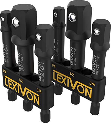 LEXIVON Juego de adaptadores de Enchufe de Grado de Impacto [Paquete de 2] de 1/4", 3/8"y 1/2" (LX -101X2)
