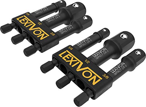 LEXIVON Juego de adaptadores de Enchufe de Grado de Impacto [Paquete de 2] de 1/4", 3/8"y 1/2" (LX -101X2)