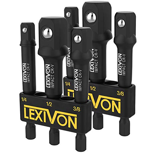 LEXIVON Juego de adaptadores de Enchufe de Grado de Impacto [Paquete de 2] de 1/4", 3/8"y 1/2" (LX -101X2)