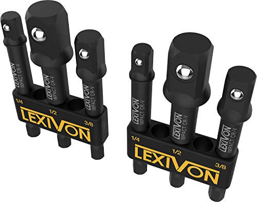LEXIVON Juego de adaptadores de Enchufe de Grado de Impacto [Paquete de 2] de 1/4", 3/8"y 1/2" (LX -101X2)