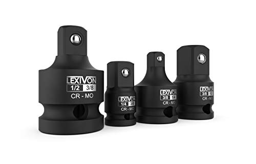 LEXIVON Juego de adaptadores reductores de impacto, 4 unidades | 1/4" - 3/8" - 1/2", conversiones para llaves de vaso, acero de aleación de molibdeno y cromo (LX-112)