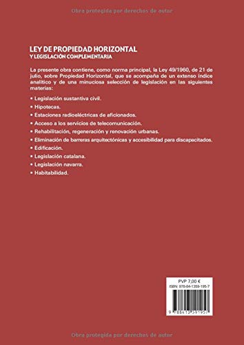 Ley de propiedad horizontal y legislación complementaria: Contiene concordancias, modificaciones resaltadas, legislación complementaria e índice analítico: 1 (TLB)