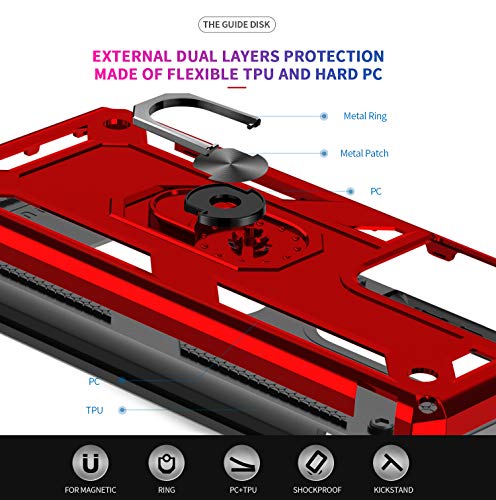 LeYi Funda para Samsung Galaxy S21 Ultra 5G,Armor Carcasa con 360 Grados Anillo iman Soporte Hard PC Silicona TPU Bumper Antigolpes Case para Movil Samsung Galaxy S21 Ultra 5G,Rojo