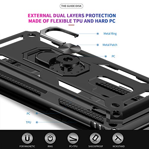 LeYi Funda Samsung Galaxy S9,Armor Carcasa con 360 Grados Anillo iman Soporte Hard PC Silicona TPU Bumper Antigolpes Case para Movil Samsung Galaxy S9,Negro