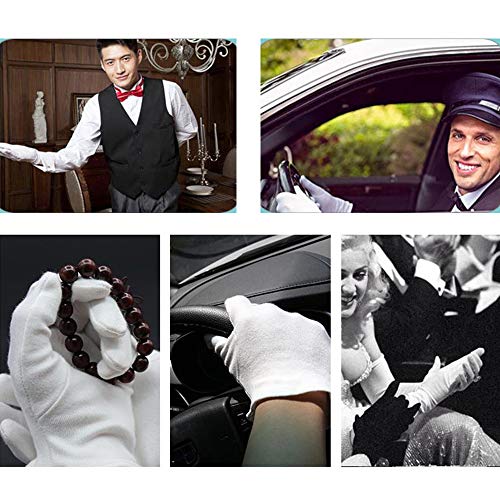 Lezed 12 Pares Guantes Hidratantes Algodón Blanco Guantes de Tela de Algodón Juego de Guante de Tela Guantes Hidratantes Guante de Algodón Blanco Belleza Moneda Joyería e Inspección de Plata