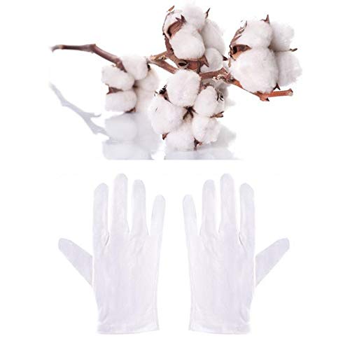Lezed 12 Pares Guantes Hidratantes Algodón Blanco Guantes de Tela de Algodón Juego de Guante de Tela Guantes Hidratantes Guante de Algodón Blanco Belleza Moneda Joyería e Inspección de Plata