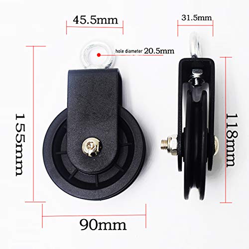 LFJ Bloque de Polea Giratoria de única, Poleas Tendedero para Cuerda Cables Rueda de elevación del rodillo Sistema de polea de gimnasio con soporte de montaje en U, 2PCS