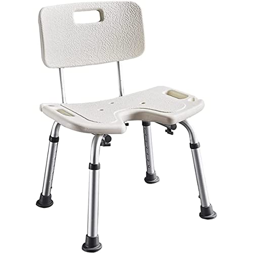 LGH Asiento Y Respaldo Antideslizantes Gratuitos, Asiento De Ducha Recortado Tipo U, Silla De Ducha para Trabajo Pesado con Respaldo Y Manija Incorporada para Discapacitados