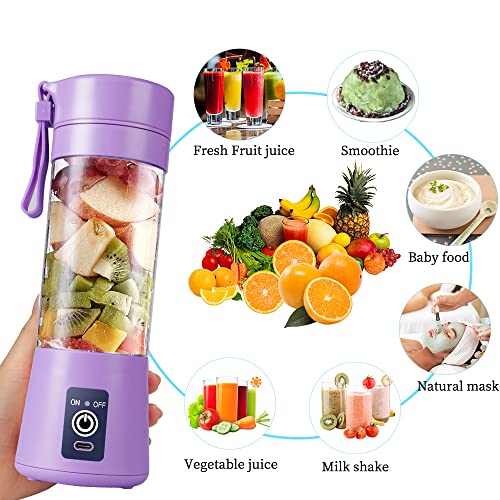 Licuadora portátil, licuadora USB eléctrica, licuadora mini licuadora licuadora portátil para batidos y batidos, licuadora de jugo de 380 ml con seis cuchillas ideal para mezclar