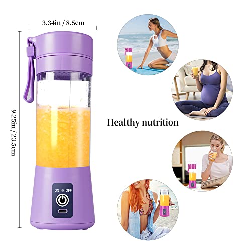 Licuadora portátil, licuadora USB eléctrica, licuadora mini licuadora licuadora portátil para batidos y batidos, licuadora de jugo de 380 ml con seis cuchillas ideal para mezclar