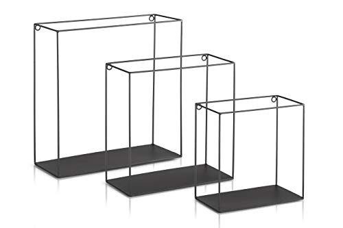 LIFA LIVING Juego de 3 Estantes de Pared, Forma Cuadrada, Metal, Color Negro, Distintos tamaños