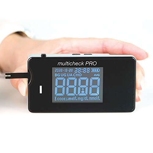 Lifetouch Multicheck PRO - 3 en 1 - Glucosa, Ácido úrico y Cholesterol┇Triple sistema del diagnóstico para la personal Control de sí mismo y Consultorio médico