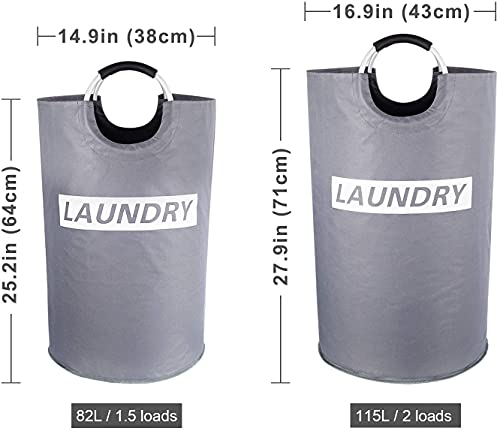 Lifewit Cesto de Ropa Grande Cesto de Ropa Plegable Cesto de Lavado Plegable de Tela Oxford Duradera, Gris
