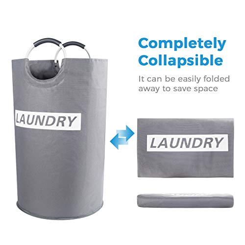 Lifewit Cesto de Ropa Grande Cesto de Ropa Plegable Cesto de Lavado Plegable de Tela Oxford Duradera, Gris
