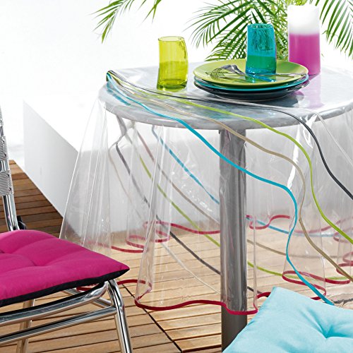 Ligne Decor 180 Cm Plain Cristal 15/100e jardín Biais Mantel Redondo, Color Gris