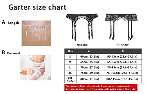 Liguero de liga de encaje sexy para mujer para medias hasta el muslo(XL, 2 Pcs Negro)