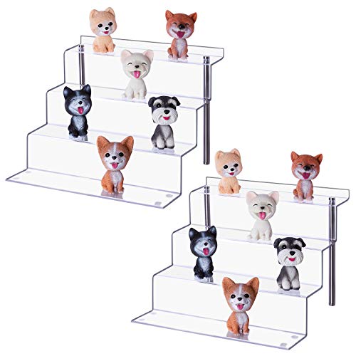 LileZbox - Estantería de acrílico para Figuras de Pops, Soporte de exhibición Grande de 4 Pasos para exhibición o colección, Producto de Postre de Magdalenas, Paquete de 2 (30,5 x 27,9 x 22,4 cm)