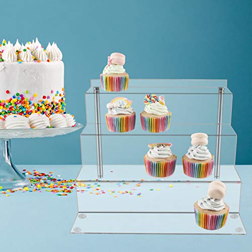 LileZbox - Estantería de acrílico para Figuras de Pops, Soporte de exhibición Grande de 4 Pasos para exhibición o colección, Producto de Postre de Magdalenas, Paquete de 2 (30,5 x 27,9 x 22,4 cm)