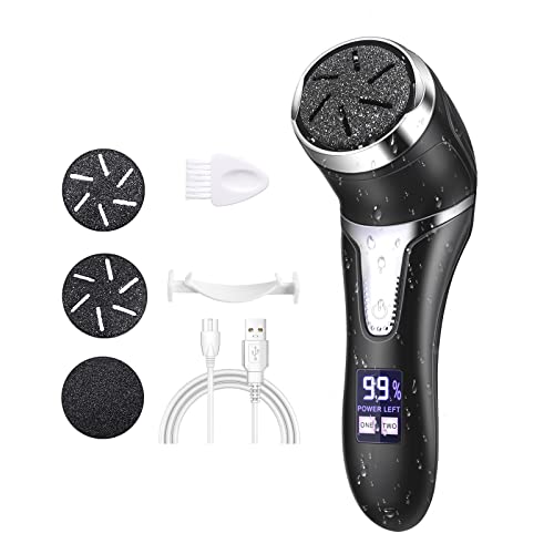 Lima Eléctrica Pies, Pedicura Eléctrico Lima Pies, Pedicura Profesional Eléctrica IPX7 Impermeable Poderoso Eliminar Callos Muertas Piel, Cuidado Pies con 3 Diamond Rodillos(Negro, blanco) (Negro)