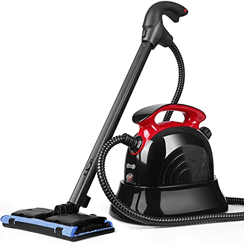 Limpiador de Vapor con Capacidad de 1100ml y Vaporeta Potencia de 1500W, 4.5 Bar, 13 Accesorios para Pisos, Alfombras y Ventanas, Tiempo Vapor Continuo 30 Mins