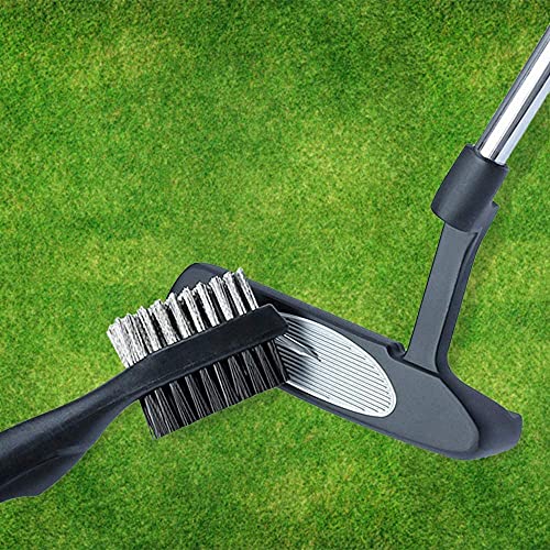 Limpiador Palos Golf,2 en 1 Limpiador de Palos de Golf para Tirolesa Retráctil Cepillo de Nailon y Acero Cepillo Limpiar Palos de Aluminio para Zapatos Golf para Palos de Golf