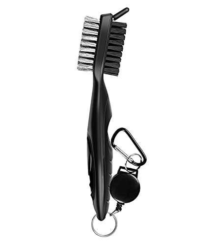 Limpiador Palos Golf,2 en 1 Limpiador de Palos de Golf para Tirolesa Retráctil Cepillo de Nailon y Acero Cepillo Limpiar Palos de Aluminio para Zapatos Golf para Palos de Golf