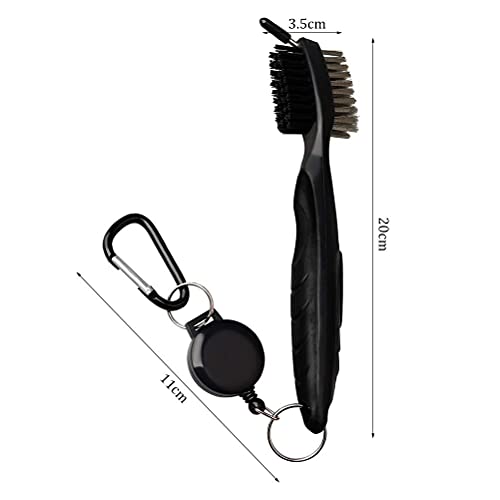 Limpiador Palos Golf,2 en 1 Limpiador de Palos de Golf para Tirolesa Retráctil Cepillo de Nailon y Acero Cepillo Limpiar Palos de Aluminio para Zapatos Golf para Palos de Golf