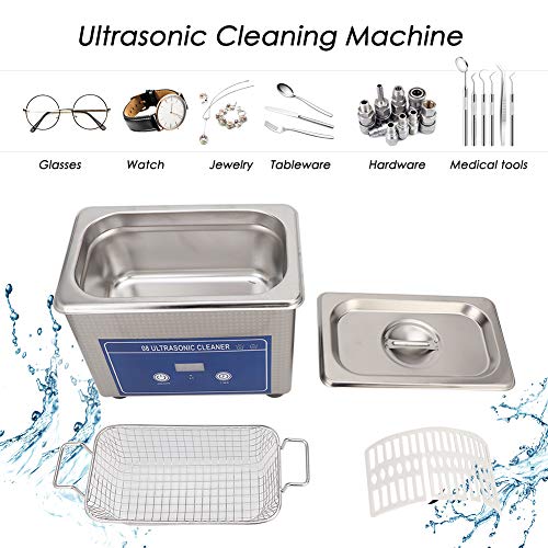 Limpiador por ultrasonidos, Acero Inoxidable, Dispositivo de Limpieza por ultrasonidos, con Cesta, Tablero de la Mesa Limpiador por ultrasonidos, Acero Inoxidable, Dispositivo de Limpieza por ultrasonidos, con Cesta, Tablero de la Mesa