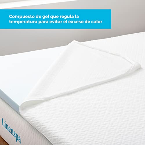 Linenspa Sobrecolchón viscoelástico de 5 cm con partículas de Gel y Funda removible y lavable, 150 x 190 cm