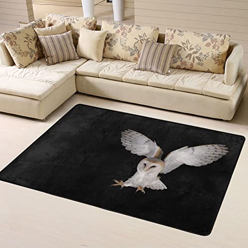 LINGF Barn Owl Area Rugs 60x39 Inch,Floor Mat with Non-Slip Rubber Backing,Soft and Comfortable Living Room,Bedroom,Game Room Carpet
