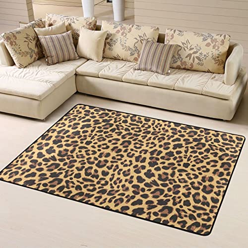 LINGF Yellow Leopard Pattern Area Rugs 60x39 Inch,Floor Mat with Non-Slip Rubber Backing,Soft and Comfortable Living Room,Bedroom,Game Room Carpet