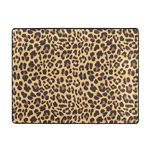 LINGF Yellow Leopard Pattern Area Rugs 60x39 Inch,Floor Mat with Non-Slip Rubber Backing,Soft and Comfortable Living Room,Bedroom,Game Room Carpet