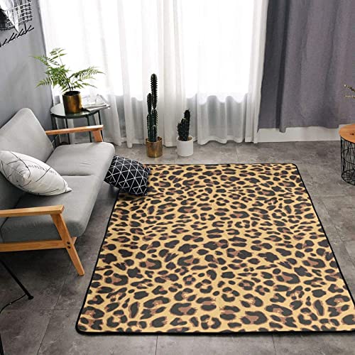 LINGF Yellow Leopard Pattern Area Rugs 60x39 Inch,Floor Mat with Non-Slip Rubber Backing,Soft and Comfortable Living Room,Bedroom,Game Room Carpet