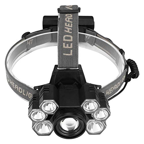 Linterna frontal, 5 Modos de Luz con Flash, 7 luces LED Zoom in/out, Ligera Elástica, Impermeable para Ciclismo, Correr, Deportes Nocturnos... [Clase de eficiencia energética A]